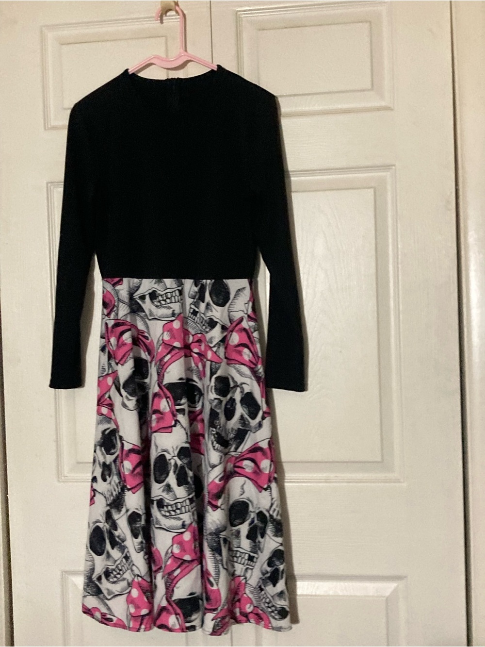 Women’s Black and Pink Skull Print Dress M